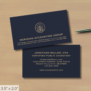 Carte De Visite Logo Navy Blue et Gold Seal