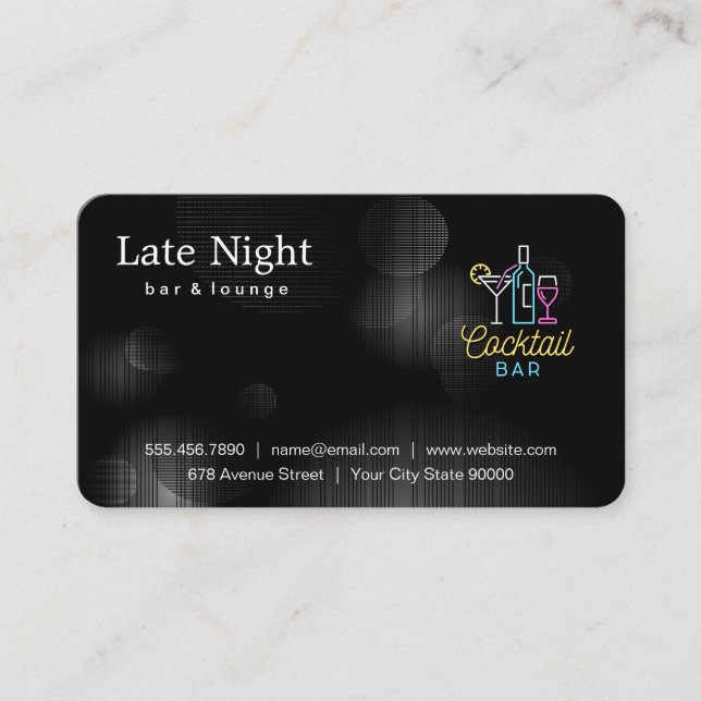Carte De Visite Logo Neon Cocktails (Devant)