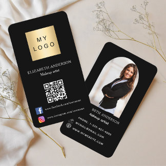 Carte De Visite Logo noir arche photo code Qr médias sociaux