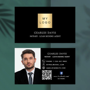 Carte De Visite logo noir blanc QR code photo facebook icône