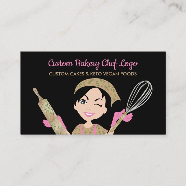 Carte De Visite Logo noir Chef boulangerie Eucalyptus Pâtisserie (Devant)