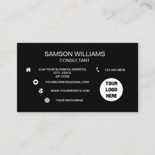 Carte De Visite Logo noir personnalisé Icônes minimalistes des m