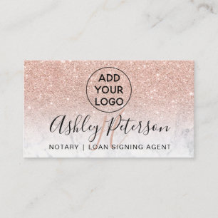 Carte De Visite Logo notaire monogramme rose en marbre or parties 