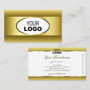 Carte De Visite Logo Ombre blanc et or de luxe Décor ovale doré