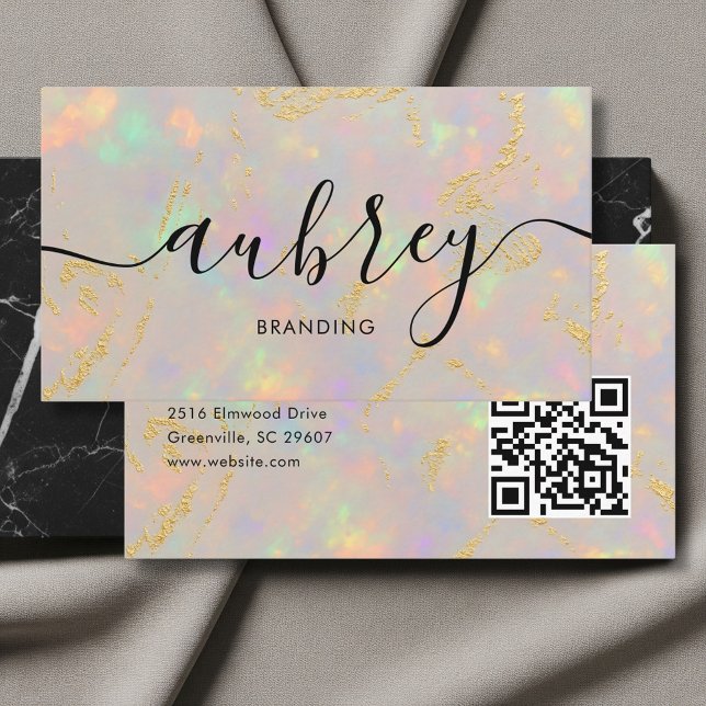 Carte De Visite Logo Opal Stone Code QR (Créateur téléchargé)