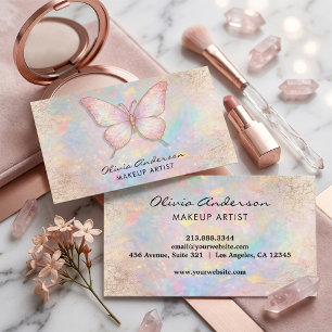 Carte De Visite Logo Opale Luxueux Papillon Chic