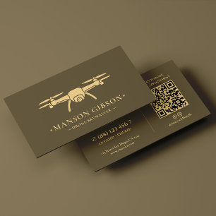 Carte De Visite Logo opérateur de drone pilote UAV moderne Taupe