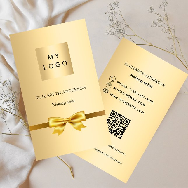 Carte De Visite logo or arc Qr code médias sociaux (Créateur téléchargé)