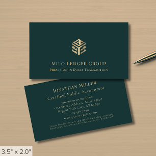 Carte De Visite Logo Or Professionnel Vert Foncé Or