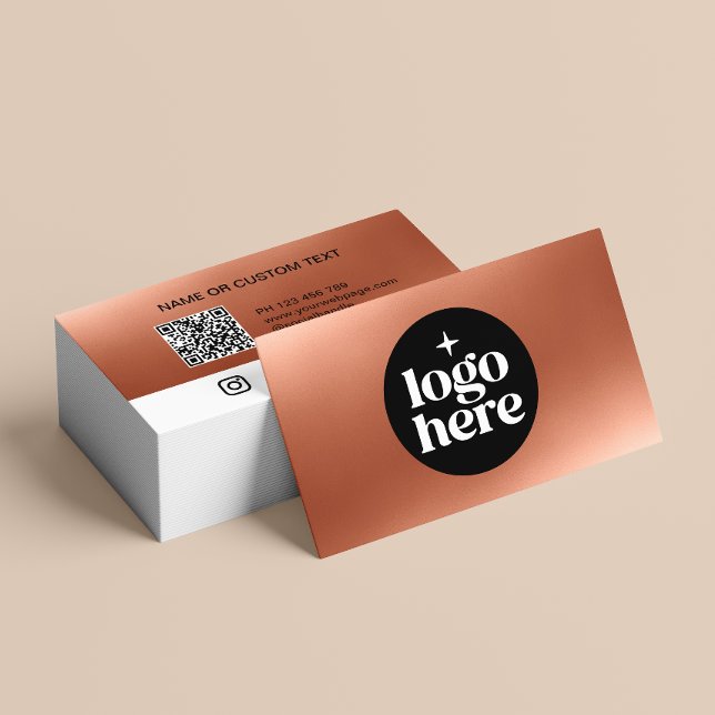 Carte De Visite Logo or rose Code QR Médias sociaux (Customize with your logo, social media icons, QR code and contact info. Choose corner style and size)