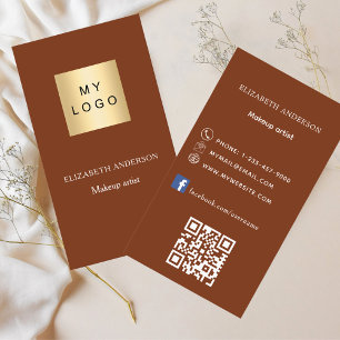 Carte De Visite Logo orange brûlé rouille Qr code Facebook