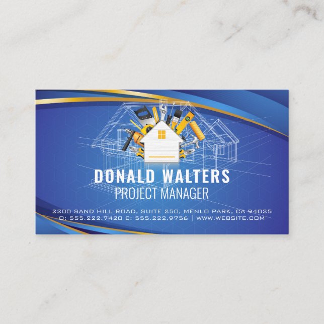 Carte De Visite Logo Outils de la maison | Plan directeur | Constr (Devant)