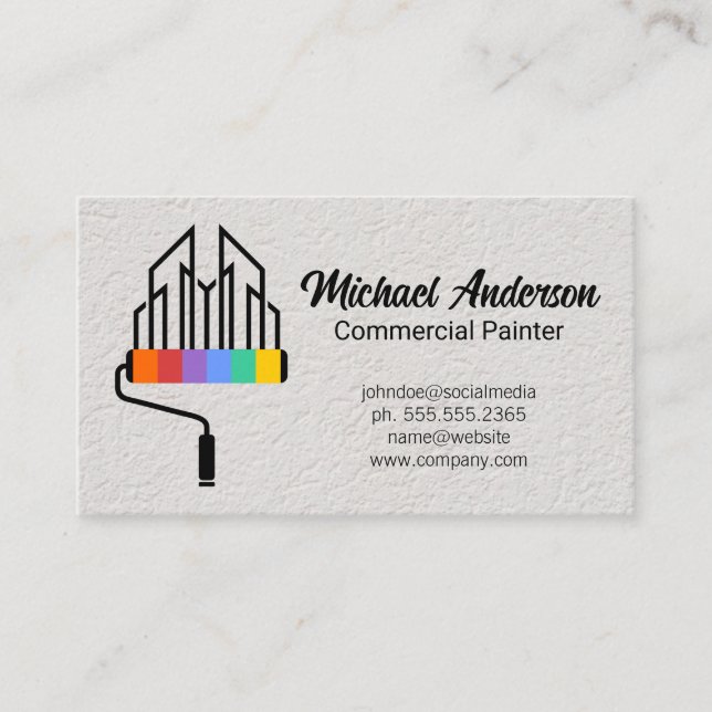 Carte De Visite Logo Paint Roller City | Mur de texture (Devant)