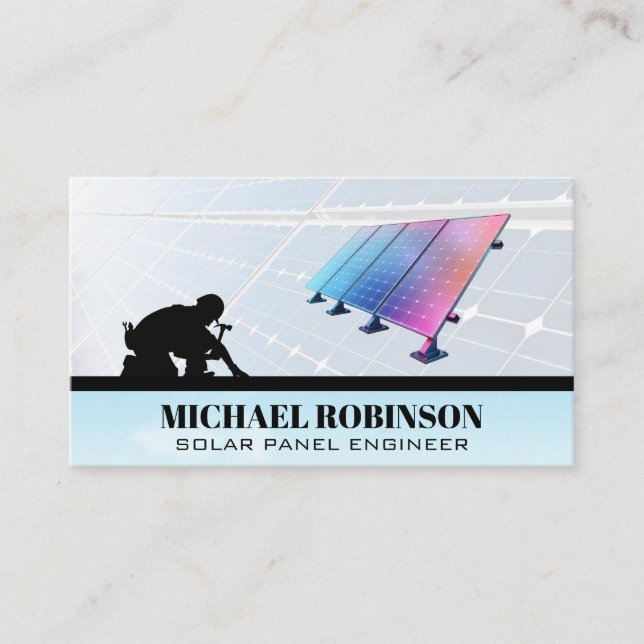 Carte De Visite Logo Panneaux solaires | Technicien en énergie (Devant)