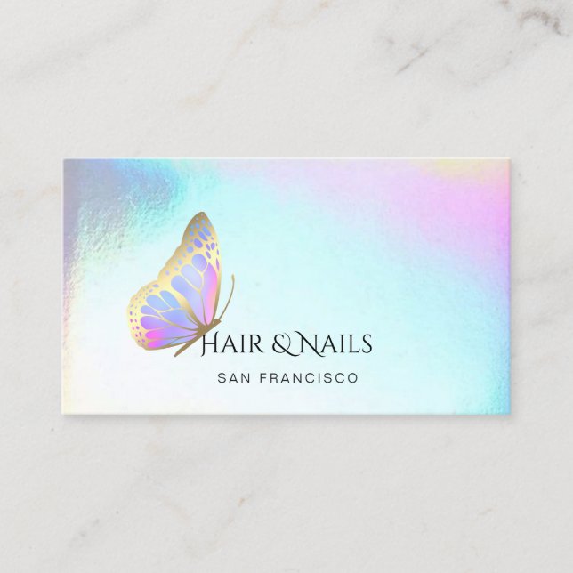 Carte De Visite logo papillon cheveux et ongles (Devant)