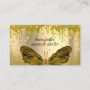 Carte De Visite Logo Papillon Parties scintillant or Driving Girly