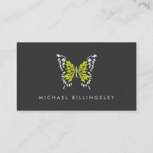 Carte De Visite Logo Papillon peint en jaune sur gris foncé