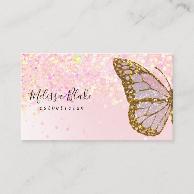 Carte De Visite logo papillon sur arrière - plan faux parties scin (Devant)
