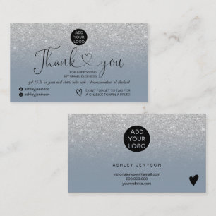 Carte De Visite Logo parties scintillant argent bleu poussiéreux c