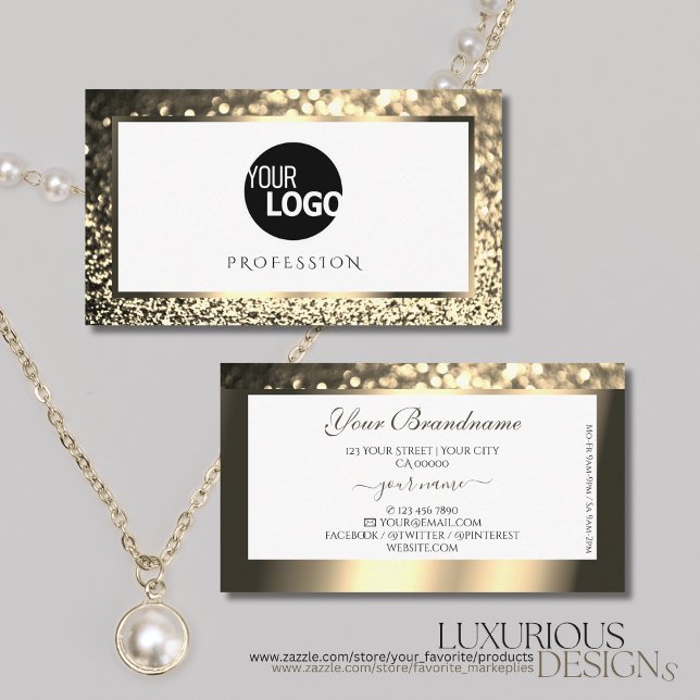 Carte De Visite Logo Parties scintillant étincelante or brillant b (Créateur téléchargé)