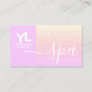 Carte De Visite Logo Pastel Pink Glam Modèle Parties scintillant d