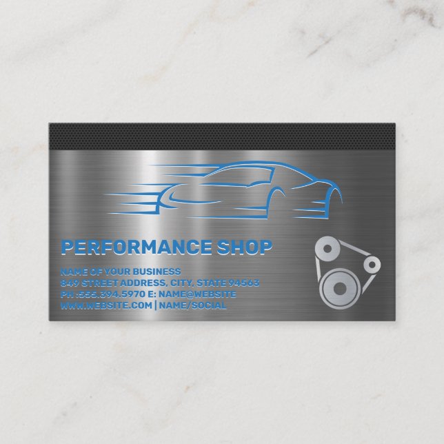 Carte De Visite Logo Performance Car Drifting | Poulie métallique (Devant)