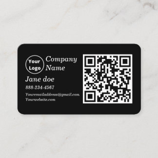 Carte De Visite Logo personnalisé avec code QR et icônes de médias