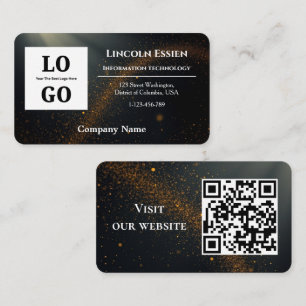 Carte De Visite Logo personnalisé Black Star moderne et code QR