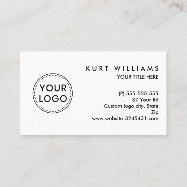 Carte De Visite Logo personnalisé blanc (Devant)