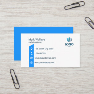 Carte De Visite Logo personnalisé bleu minimal Entreprise IT Tech