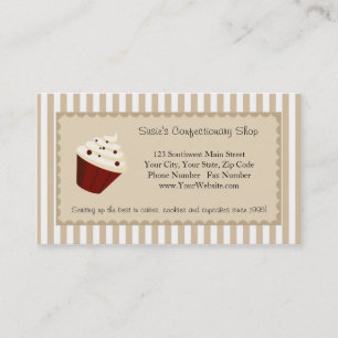 Carte De Visite Logo personnalisé Cupcake, rayures mocha douces