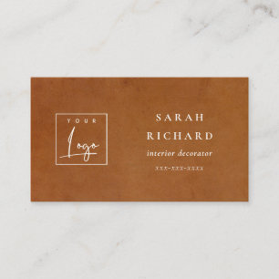 Carte De Visite Logo personnalisé de la texture en cuir rustique m