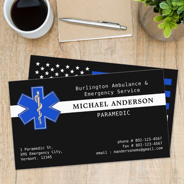 Carte De Visite Logo personnalisé de technicien d'urgence EMS (Créateur téléchargé)