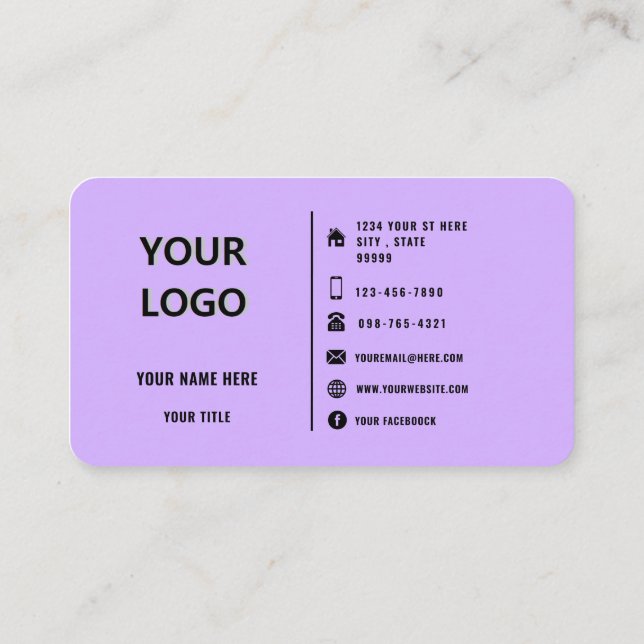 Carte De Visite Logo personnalisé Design moderne Vos couleurs spéc (Dos)