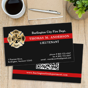 Carte De Visite Logo personnalisé du service d'incendie Code QR Po