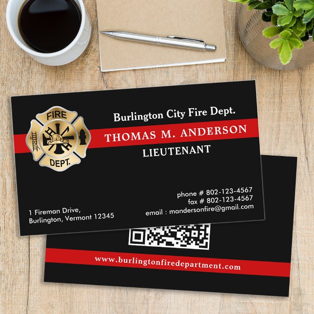 Carte De Visite Logo personnalisé du service d'incendie Code QR Po (Créateur téléchargé)