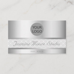 Carte De Visite Logo personnalisé Effet argent extravagant - Heure