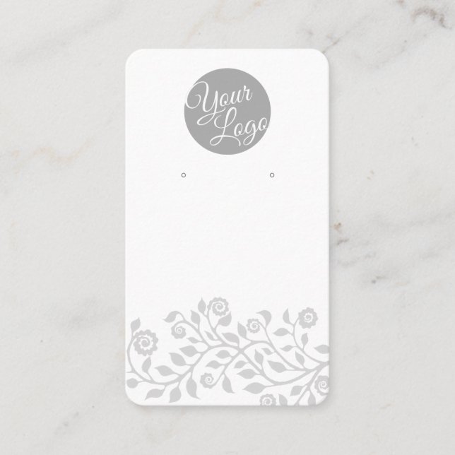 Carte De Visite Logo personnalisé et code QR Boucles blanches Cart (Devant)