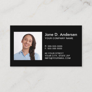 Carte De Visite Logo personnalisé et photo noir professionnel