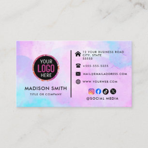 Carte De Visite logo personnalisé icônes de médias sociaux minimal