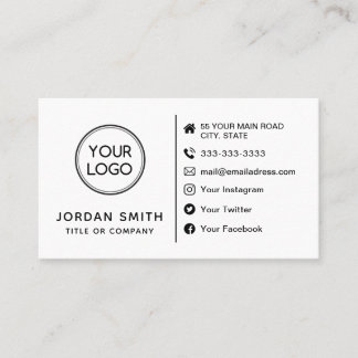 Carte De Visite Logo personnalisé Icônes minimalistes de médias so