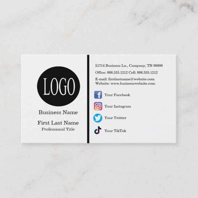 Carte De Visite Logo personnalisé Les icônes des médias sociaux mi (Devant)