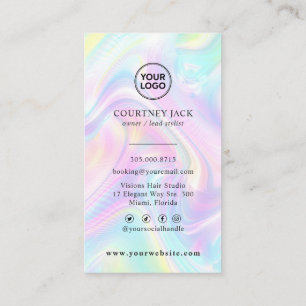 Carte De Visite  Logo Personnalisé Luxe Holographique Pastel Rain