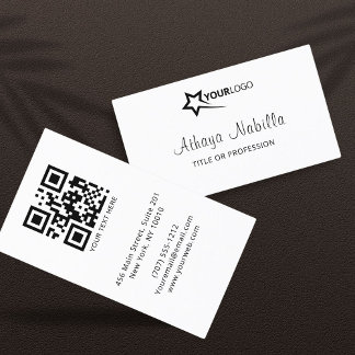 Carte De Visite Logo personnalisé minimaliste moderne et code QR