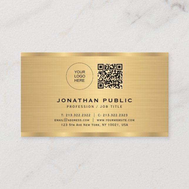 Carte De Visite Logo Personnalisé Moderne Élégant Faux Or Revêteme (Devant)