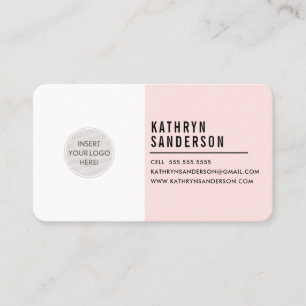 Carte De Visite LOGO PERSONNALISÉ moderne minimaliste rose pâle bl