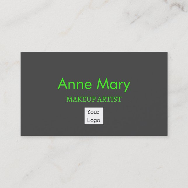 Carte De Visite Logo personnalisé Neon Green Maquillage Artiste Sa (Devant)