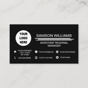 Carte De Visite Logo Personnalisé Noir Icônes Minimalistes Des M