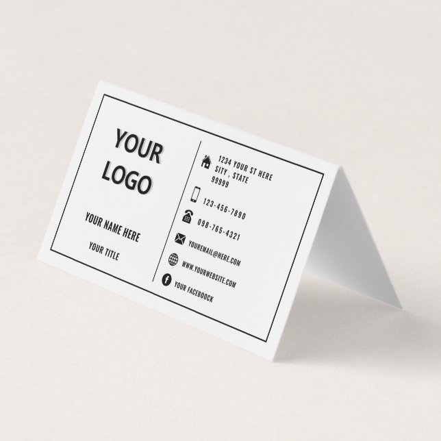 Carte De Visite Logo Personnalisé Nom commercial Cadre moderne Vos (Dos)