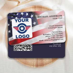 Carte De Visite Logo personnalisé patriotique Code QR Drapeau amér